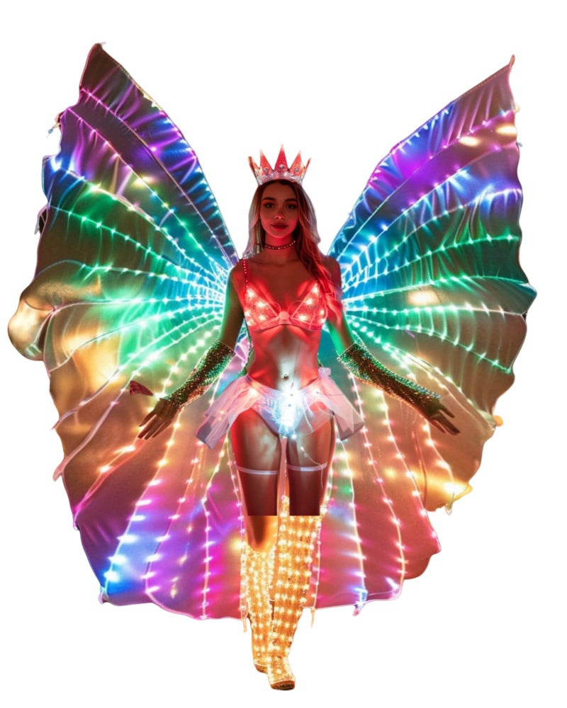 SHINYOU LED Isis Wings Light Up Rave Costume Belly Dance Wing,Music Festival Wear for Halloween Birthday Party - Image 1